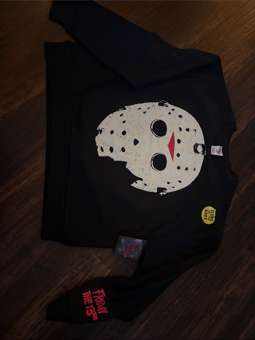 Women’s size large Black 'Friday the 13th' Graphic Sweatshirt glow in the dark
